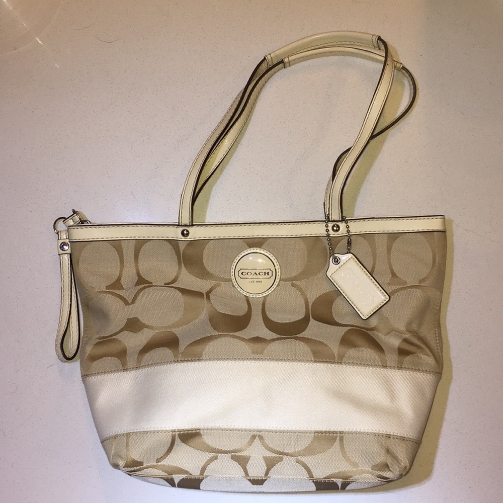 Cream Coach purse